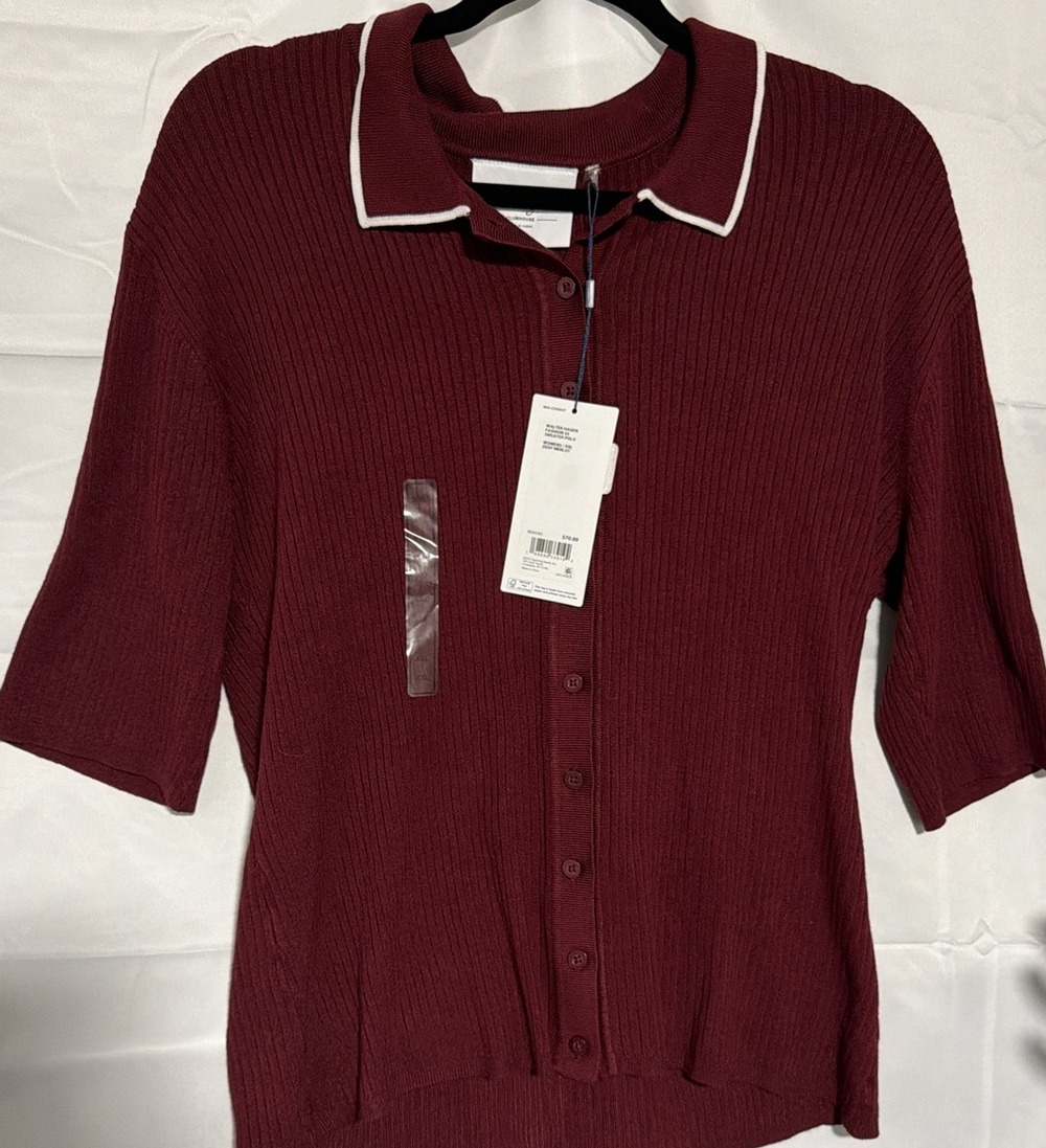 Walter Hagen XXL Women’s Fashion Button Down Sweater Golf Polo Red Cranberry